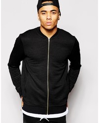 Asos Brand Quilted Bomber Jacket In Jersey With Gold Zips