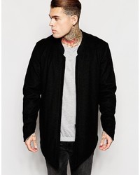 Asos Brand Wool Bomber Jacket With Fishtail Front In Black