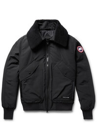 Canada Goose Bromley Shearling Trimmed Canvas Down Bomber Jacket