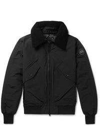 Canada Goose Bromley Shearling Trimmed Shell Down Bomber Jacket