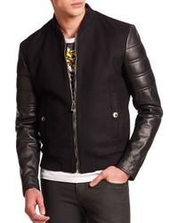 Versace Collection Mixed Media Bomber Jacket