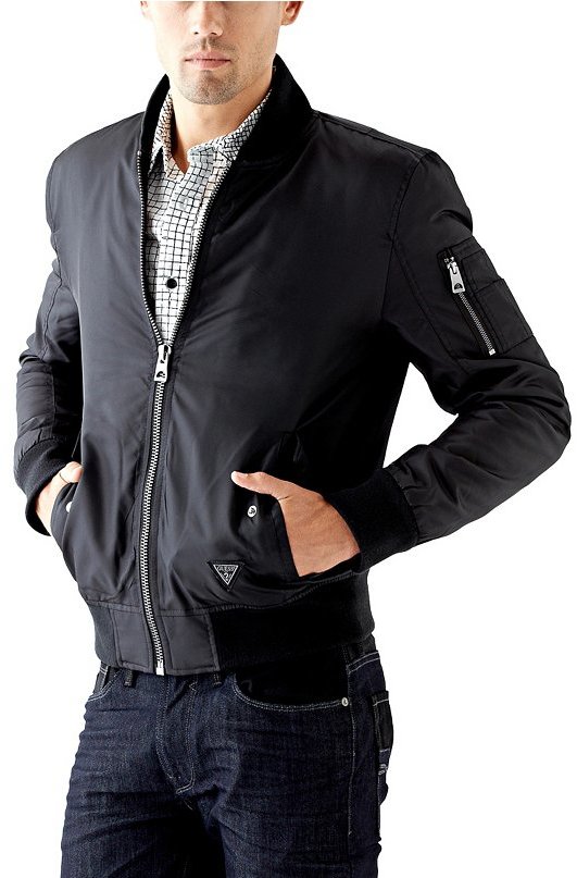 Mus sabio Leia GUESS Iconic Nylon Bomber Jacket, $148 | GUESS | Lookastic
