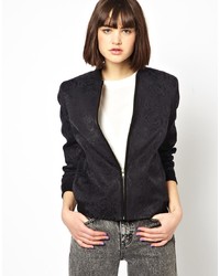 Helene Berman Bomber Jacket In Snake Sateen