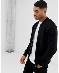 ASOS DESIGN Jersey Bomber Jacket In Black