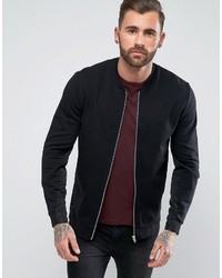 Asos Jersey Bomber Jacket With Cut Sew In Black