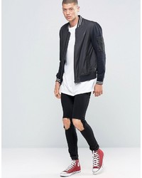 Converse Mix Fabric Bomber In Black 10001108 A01