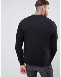 Asos Muscle Fit Jersey Bomber Jacket In Black