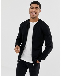 ASOS DESIGN Muscle Jersey Bomber Jacket In Black