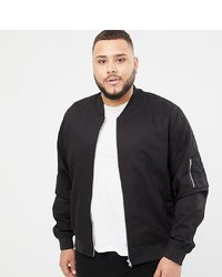 ASOS DESIGN Plus Bomber Jacket With Sleeve Zip In Black