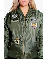 Boohoo Plus Tammy Badge Ma1 Bomber Jacket