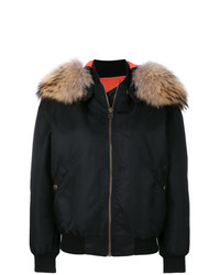 Mr & Mrs Italy Racoon Fur Hooded Bomber Jacket