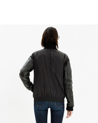 Madewell Rivet Thread Leather Sleeve Bomber Jacket