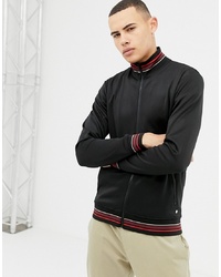 Solid Sa Track Jacket Stripe Collar And Cuffs In Black