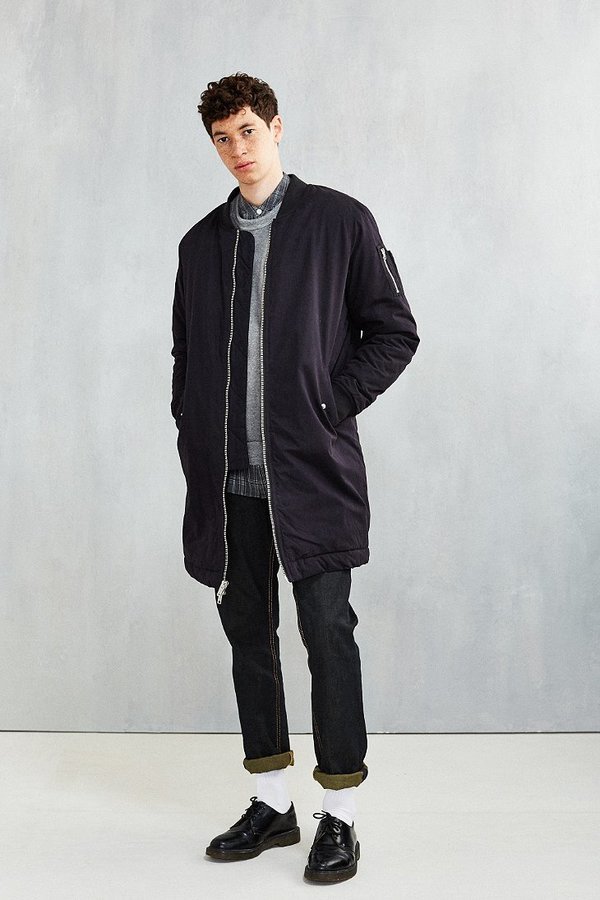 Members Only Sherpa Lined Long Bomber Jacket, $149