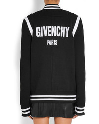 Givenchy Striped Wool Blend Bomber Jacket Black