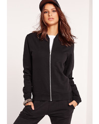 Missguided Tall Jersey Bomber Jacket Black