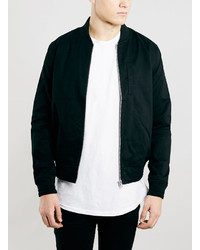 Topman Black Cotton Bomber Jacket, $80 | Topman | Lookastic