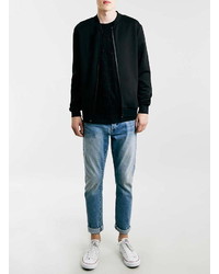 Topman Black Technical Fabric Bomber Jacket