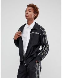Mennace Track Jacket In Black Shell Suit With Signature