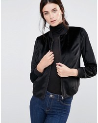 Helene Berman Velvety Black Bomber Jacket