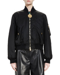 Givenchy Zip Front Nylon Bomber Jacket Black