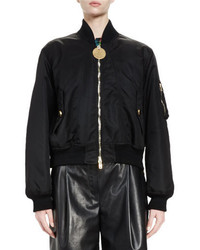 Givenchy Zip Front Nylon Bomber Jacket Black