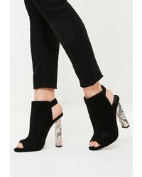 Missguided Black Contrast Block Heeled Boots