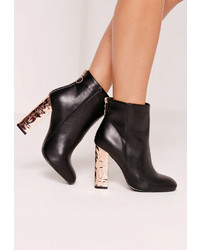 Missguided Black Contrast Zip Crushed Heeled Boots