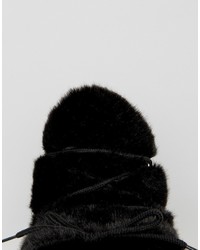 Love Moschino Black Faux Fur Snow Boots
