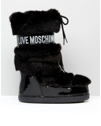 Love Moschino Black Faux Fur Snow Boots