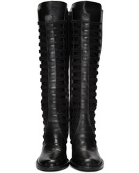 Ann Demeulemeester Black Heeled Lace Up Boots
