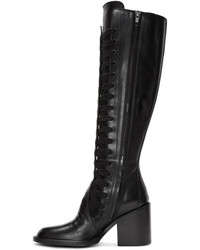 Ann Demeulemeester Black Heeled Lace Up Boots