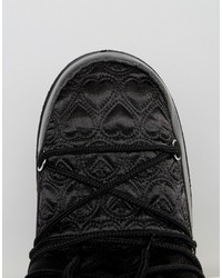 Love Moschino Black Quilted Hearts Snow Boots