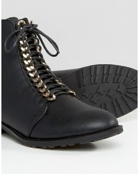Boohoo Chain Detail Lace Up Hiker Boot