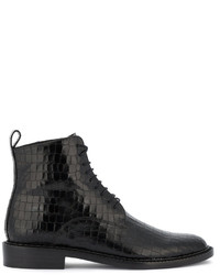 Clergerie Black Combat Leather Boots