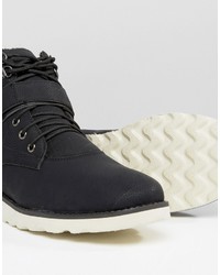 Brave Soul Lace Up Boots With Sherpa Lining Black