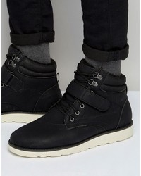 Brave Soul Lace Up Boots With Sherpa Lining Black