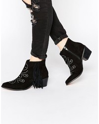 Miss KG Simone Black Fringed Cowboy Boots