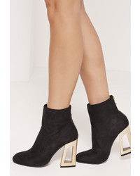 Missguided Cut Out Metal Heeled Microfibre Boots Black
