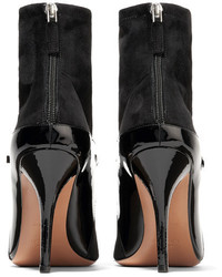 Givenchy New Feminine Patent Leather And Stretch Suede Sock Boots Black