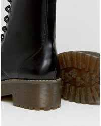 Monki Patent Chunky Lace Up Boots