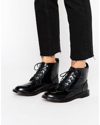 Boohoo Patent Lace Up Boot