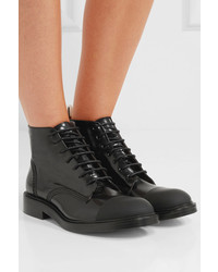 Joseph Rubber Paneled Glossed Leather Boots Black