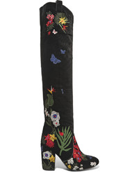 Laurence Dacade Silas Embroidered Velvet Boots Black