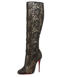 Christian Louboutin Tennissima Net Lace Red Sole Boot Black
