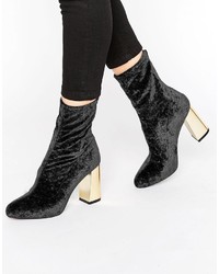 Missguided Velvet Blocked Heeled Sock Boots