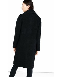 Black Boucle Wide Lapel Coat