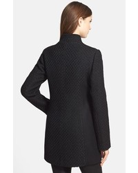 Ellen Tracy Double Breasted Textured Wool Blend Coat