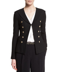 St. John Collection Boucle Faux Double Breasted Jacket Caviar