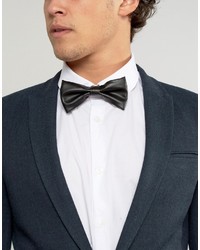 Asos Faux Leather Bow Tie In Black